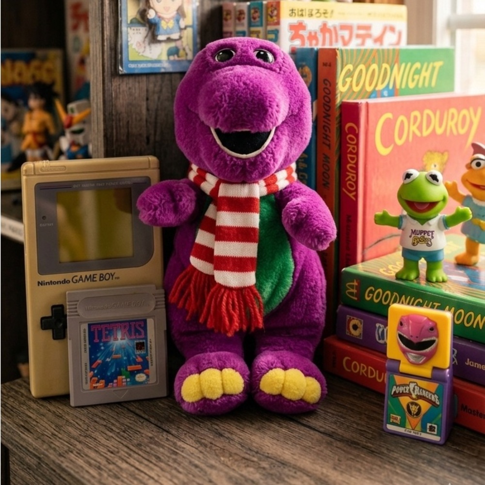 Vintage 1992 Barney The Purple Dinosaur Christmas Plush Lyons Group 90s Toy 7”